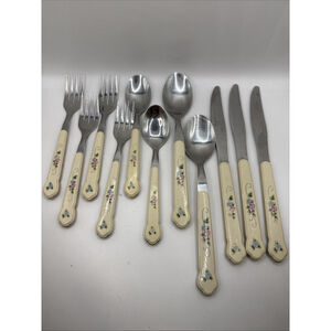 Pfaltzgraff Perennials Tea Rose Stainless Flatware Lot Of 11 Pieces Replacement